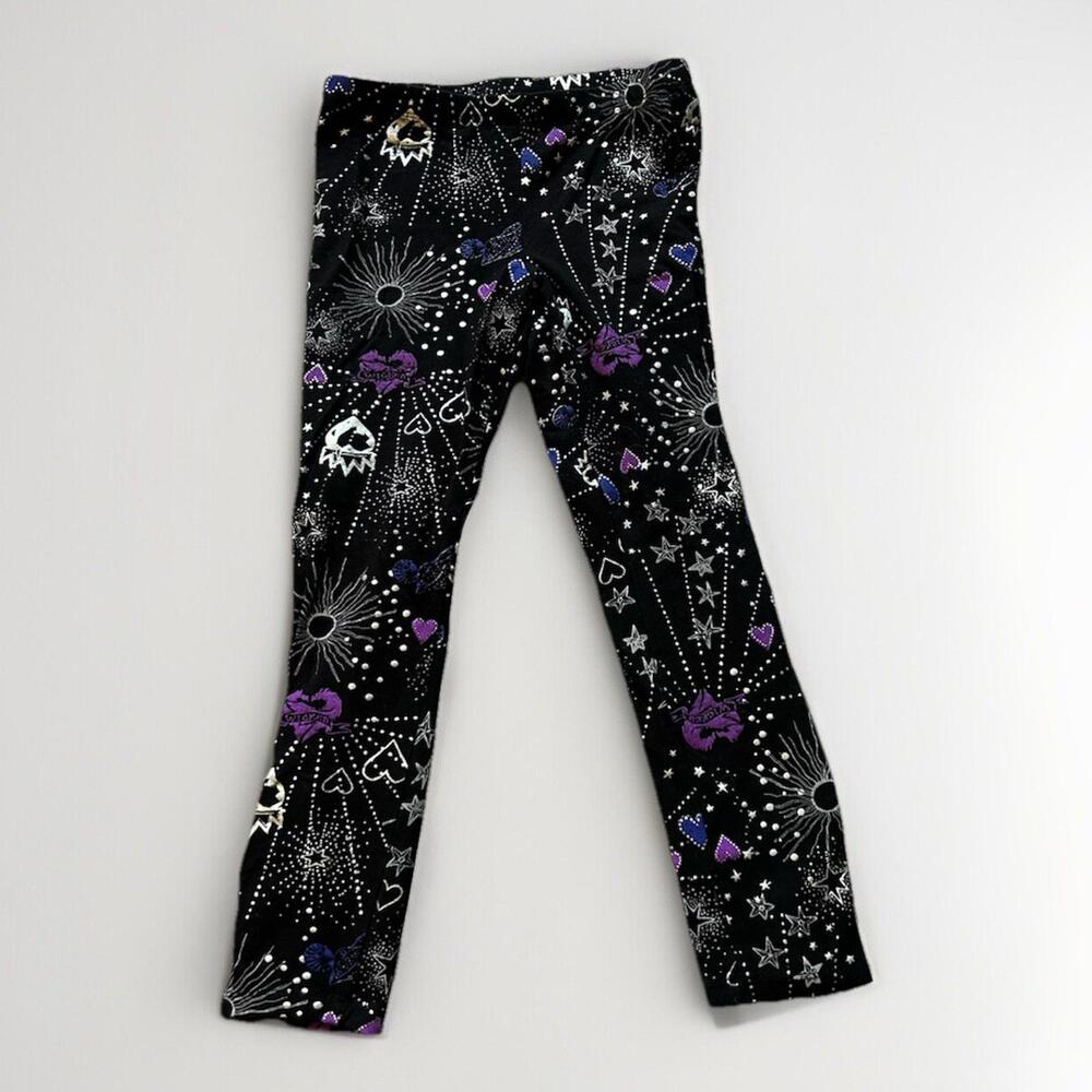 DISNEY D-SIGNED DESCENDANTS BLACK SILVER BL. PURPLE WICKED LEGGINGS SIZE S7/8